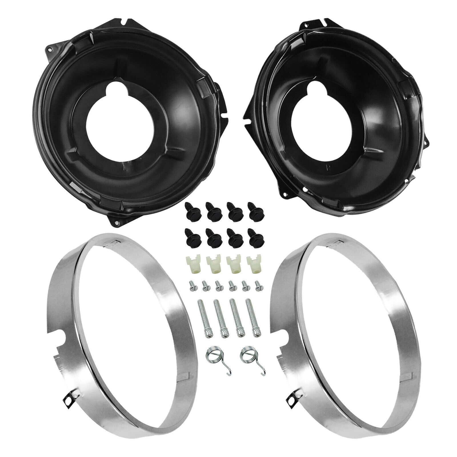 For Headlamp Retaining Ring Mounting Bucket 28pc w/ hardware Camaro Nova rings
