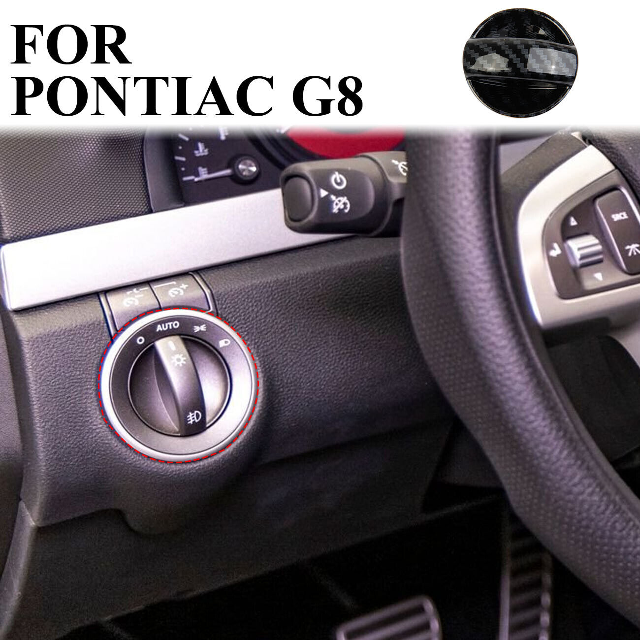 Carbon fiber interior headlight switch button knob cover Trim Fit For Pontiac G8