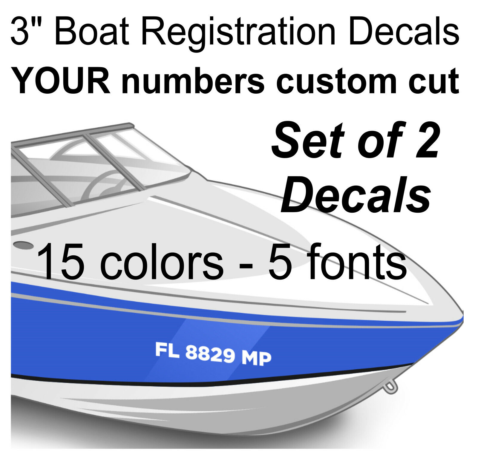 Set of 2 Boat Registration Numbers 3\