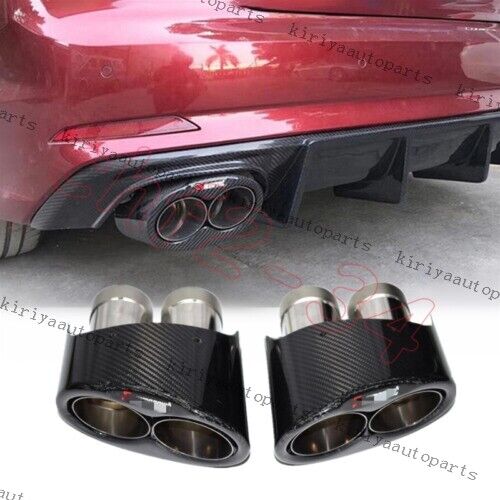 For Audi A5 S5 08-2023 Real Carbon Fiber Rear Tail Exhaust Pipe Muffler Tip 2PCS