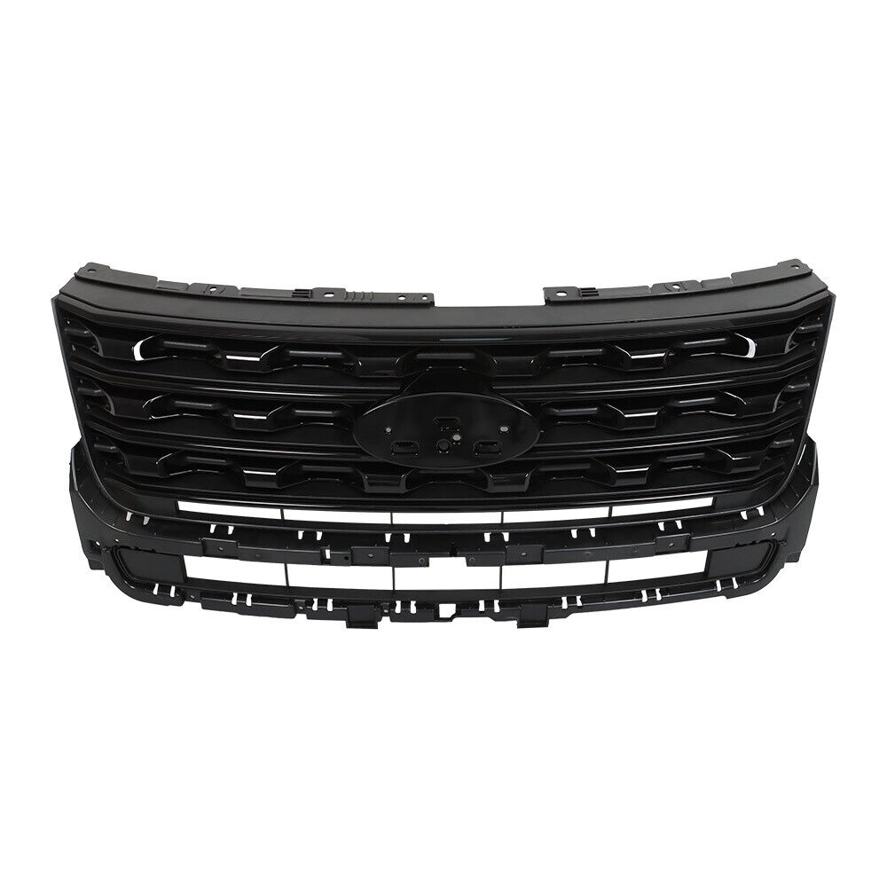 Fit For 2016 2017 Ford Explorer Front Bumper Grille Glossy Black FO1200578