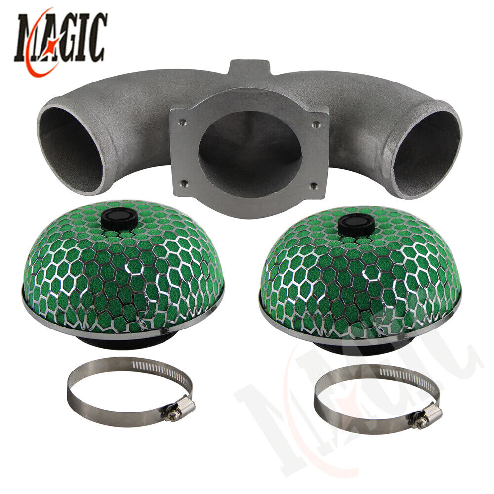 Dual Piped Air Intake TwinTurbo W/2X Filter For Nissan 300ZX VG30DETT Z32 Green