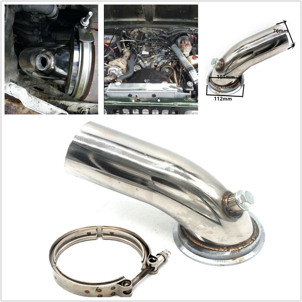 3'' Stainless Downpipe Elbow w/ V-band Adapter Flange Clamp For Turbo HY35 HE351