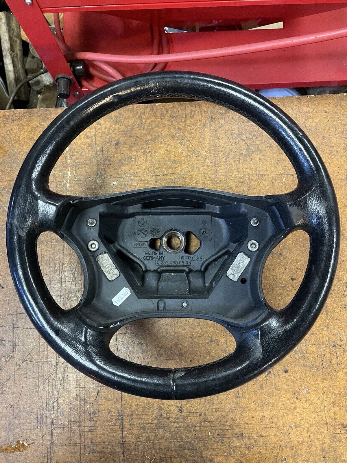 05-07 Mercedes W203 C230 C350 4 Spoke Steering Wheel Leather Black OEM