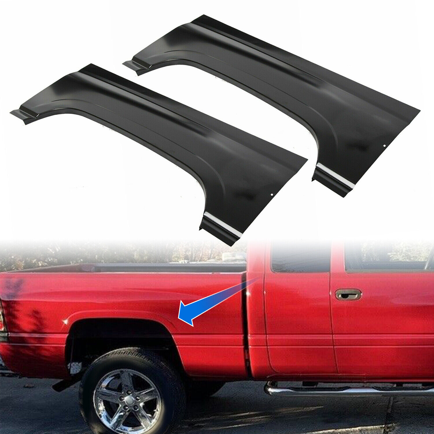 Bed Rear Wheel Arch Repair Patch Panel Pair For 94-01 Dodge Ram 1500 2500 3500
