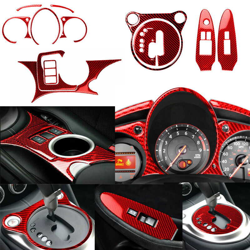 12Pcs Red Carbon Fiber Full interior set Cover Trim For Nissan 370Z 2009-20
