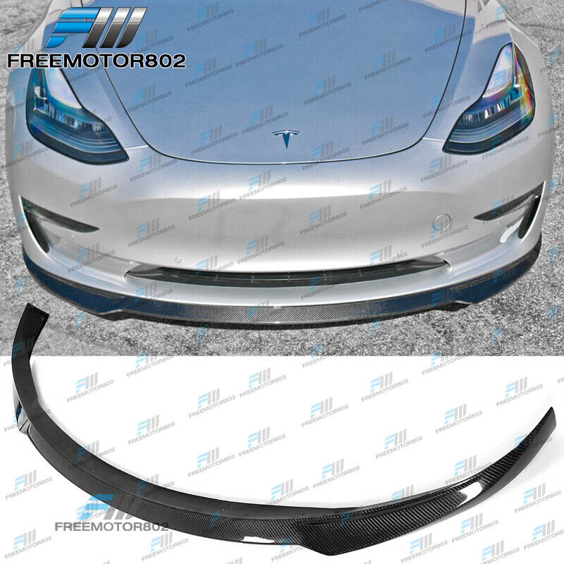 Fits 17-23 Tesla 3 Carbon Fiber  Front Bumper Lip Spoiler Splitter