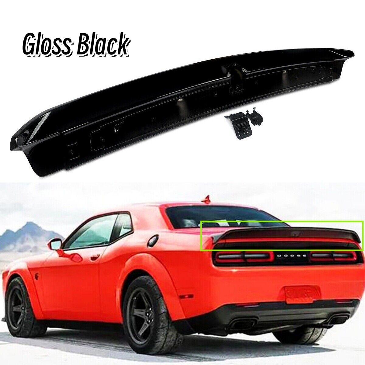 Rear Spoiler w/Camera Hole Gloss Black Fits For 08-22 Dodge Challenger Hellcat