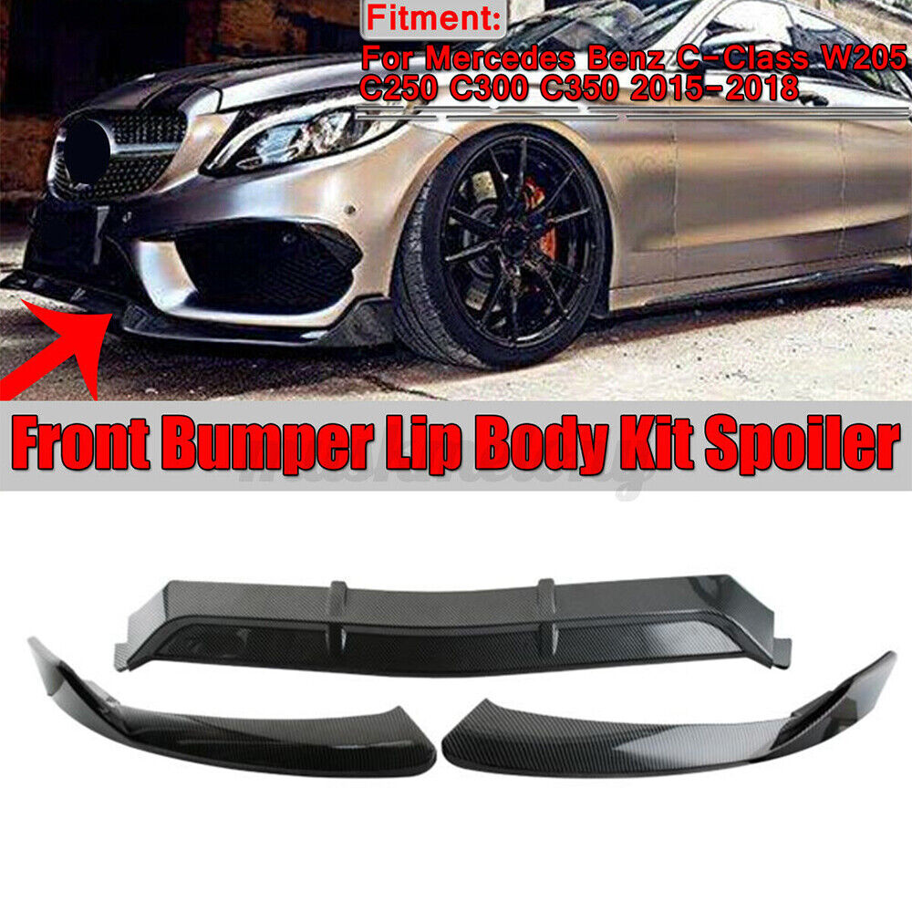 Carbon Fiber Front Bumper Lip Splitter Spoiler For Benz C Class W205 Sport 15-18