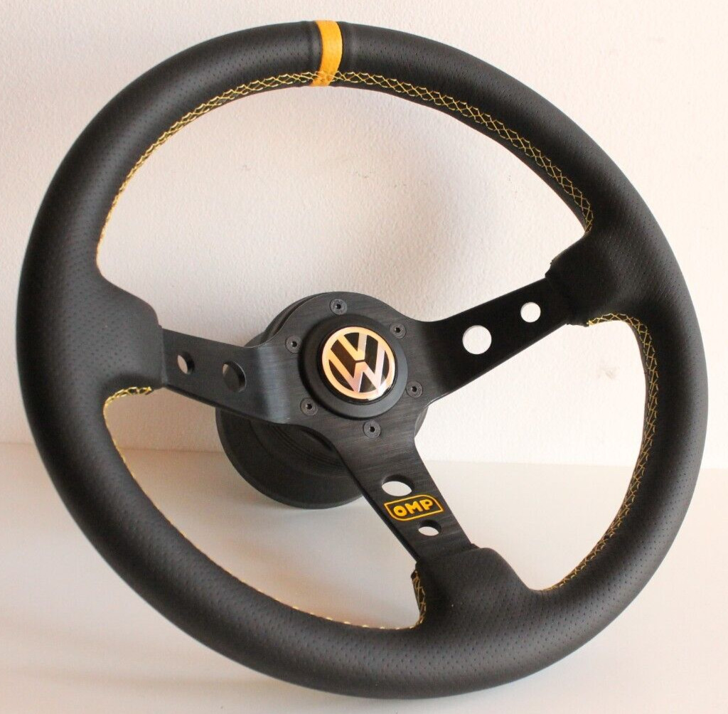 Steering Wheel fits For VW Golf Jetta Corrado Mk2 Mk3  Deep Dish Leather 88-97