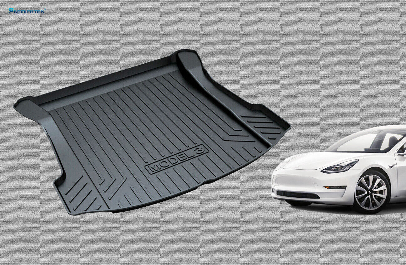 3D Rear Trunk Mat Liner Durable Black TPE All weather For Tesla Model 3 17-23