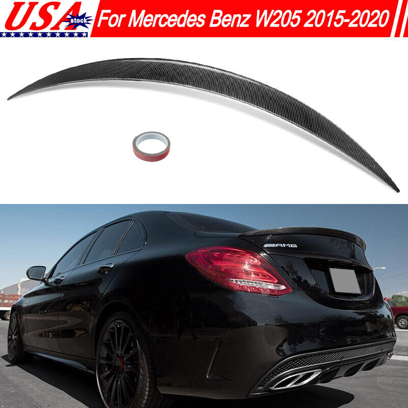 For Mercedes W205 C43 AMG 2015-2020 Carbon Fiber Look AMG Trunk Spoiler Wing Lip