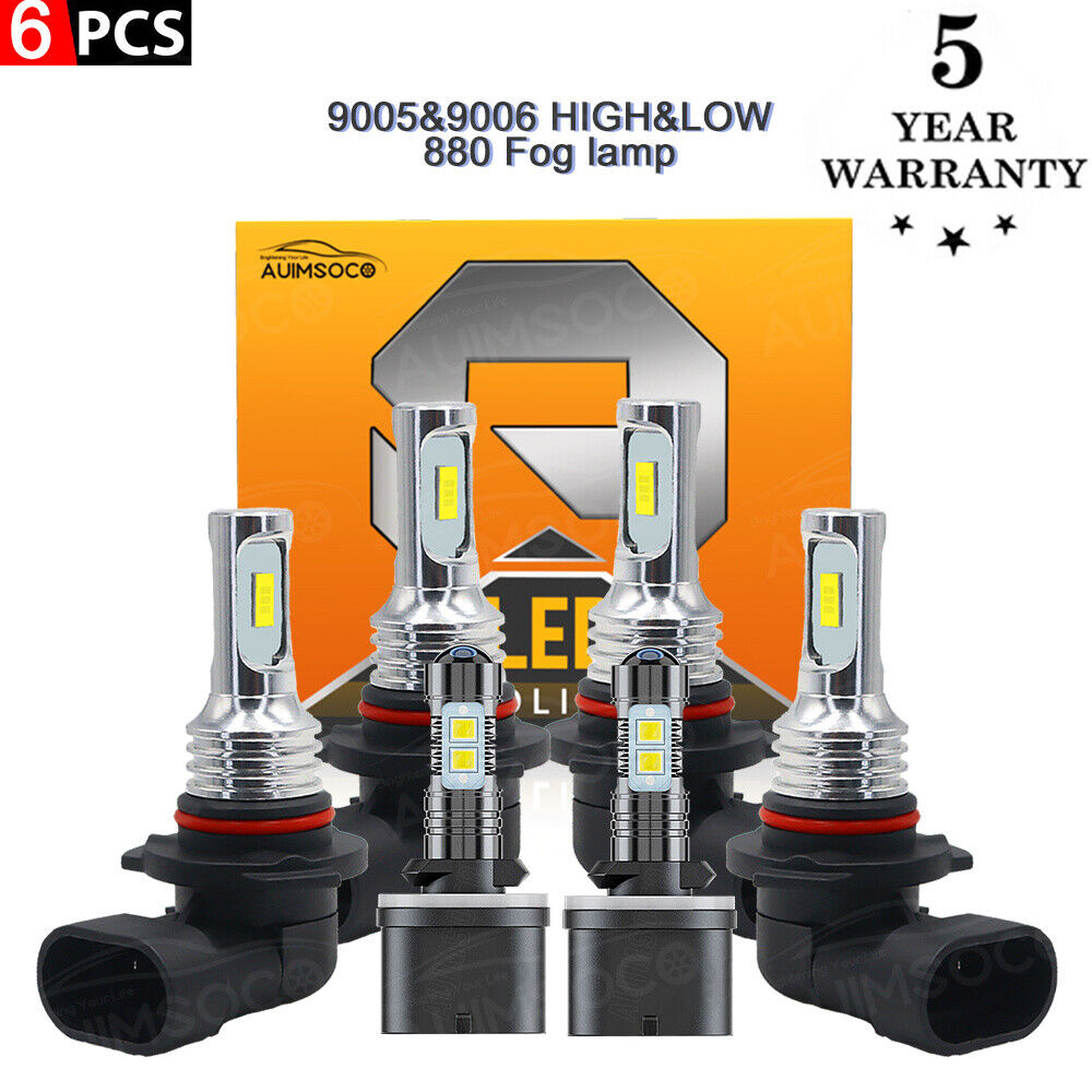 For Chevy Trailblazer 2002-2009 6x 6000K LED Headlights kit 880 Fog Bulbs Combo