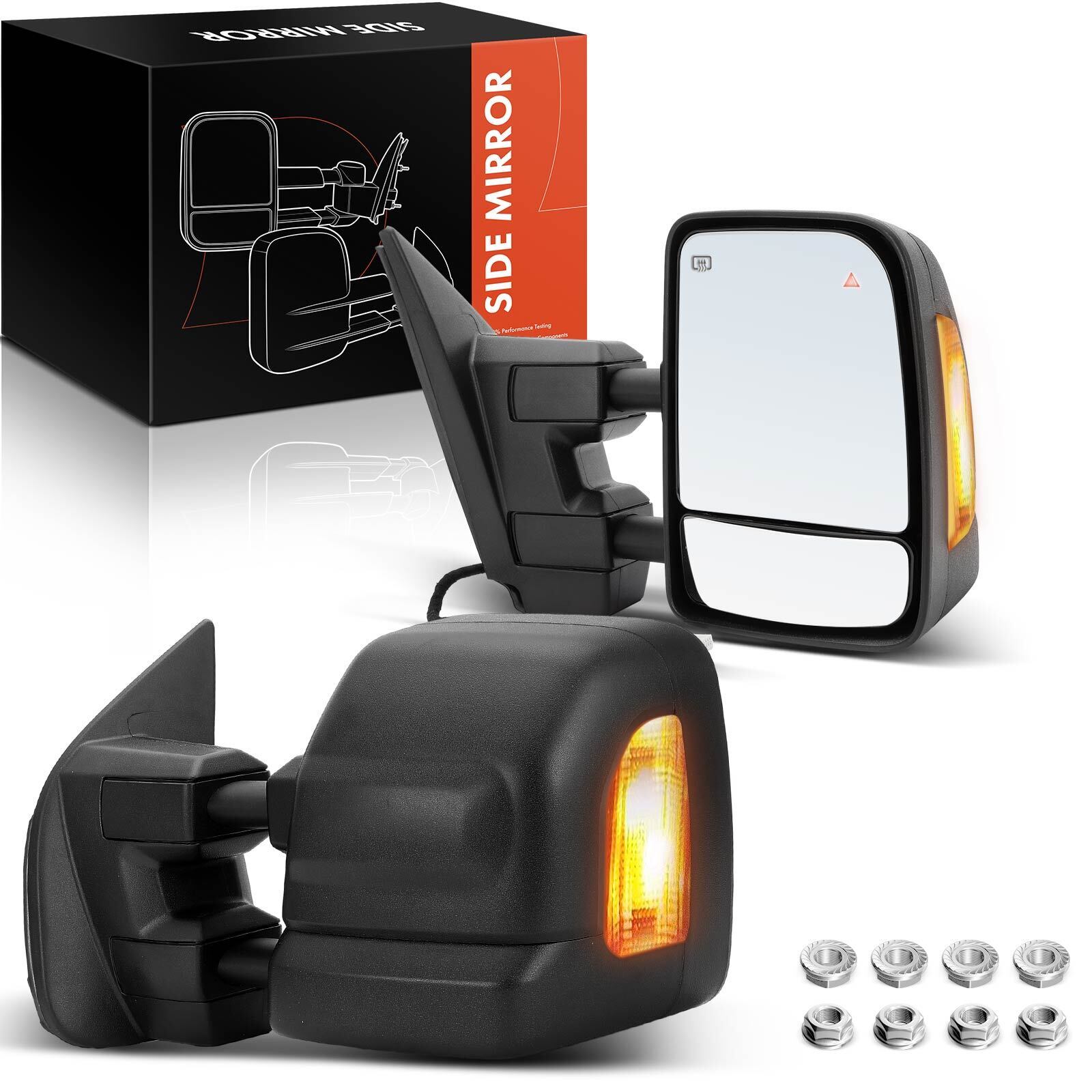 2x Left & Right Textured Black Power Heated Towing Mirror for Nissan Titan 17-22