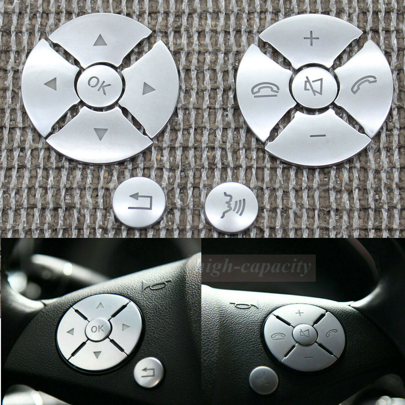 Steering Wheel Button Cover Sticker Trim fits Benz C E S-Class W204 W212 NEW