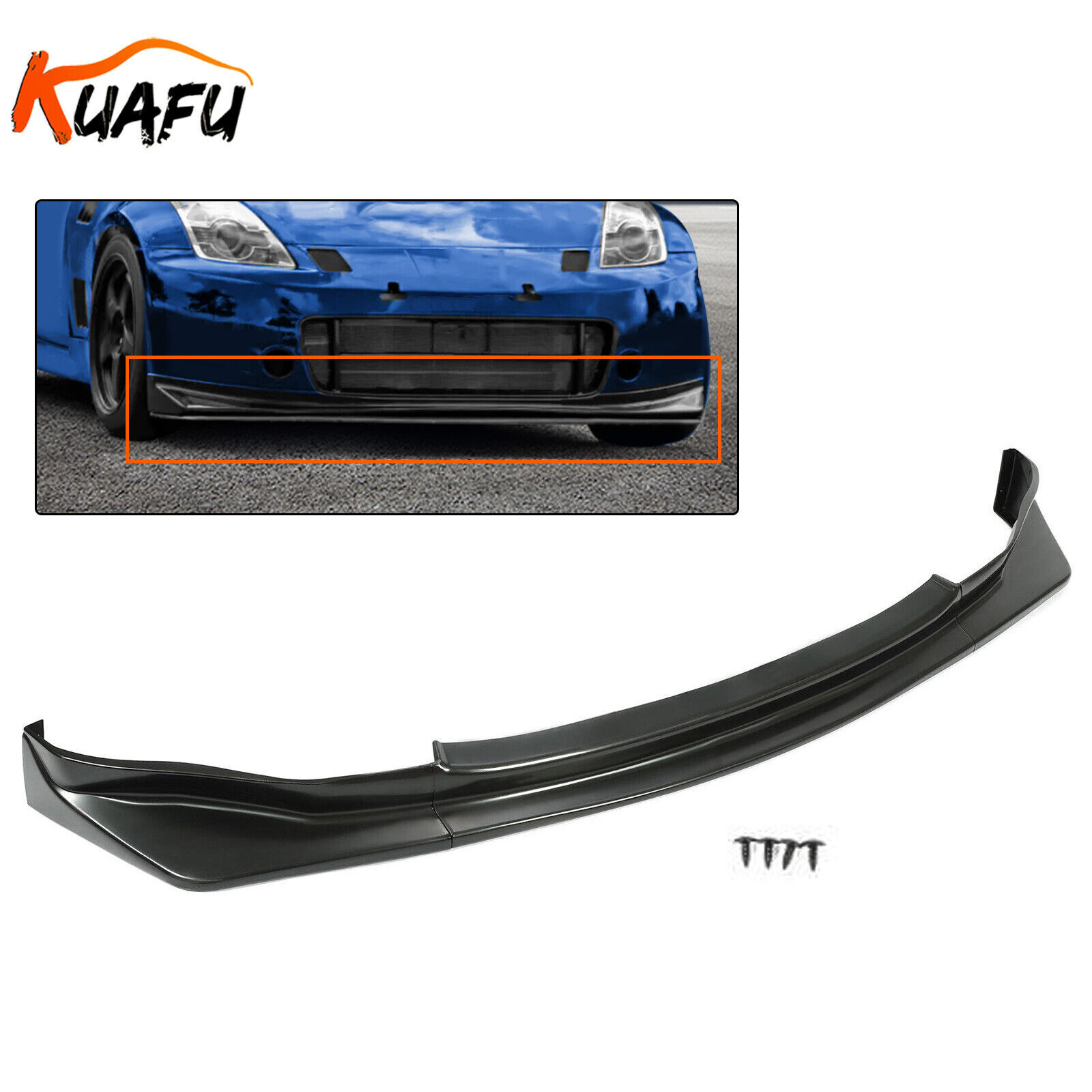 Fits 03-05 Nissan 350Z NS N Style Black Front Bumper Lip Chin Spoiler PP