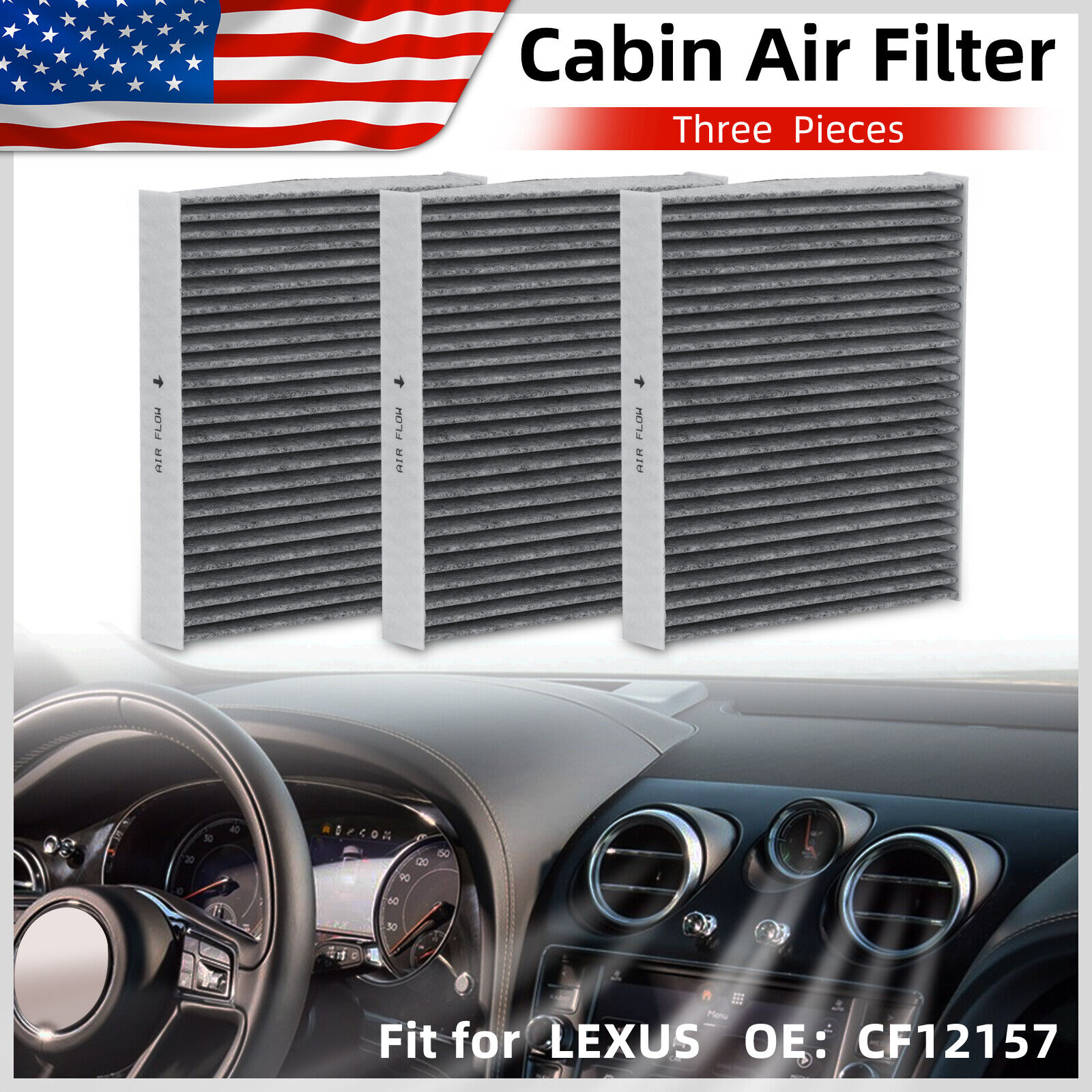 3PCS Cabin Air Filter for LEXUS ES350 2019-2022 NX250 2022 RX350/RX450H 2016-22