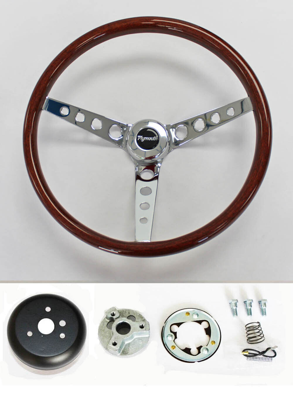 68 69 Road Runner Barracuda Cuda Fury Wood Chrome Steering Wheel High Gloss 15\