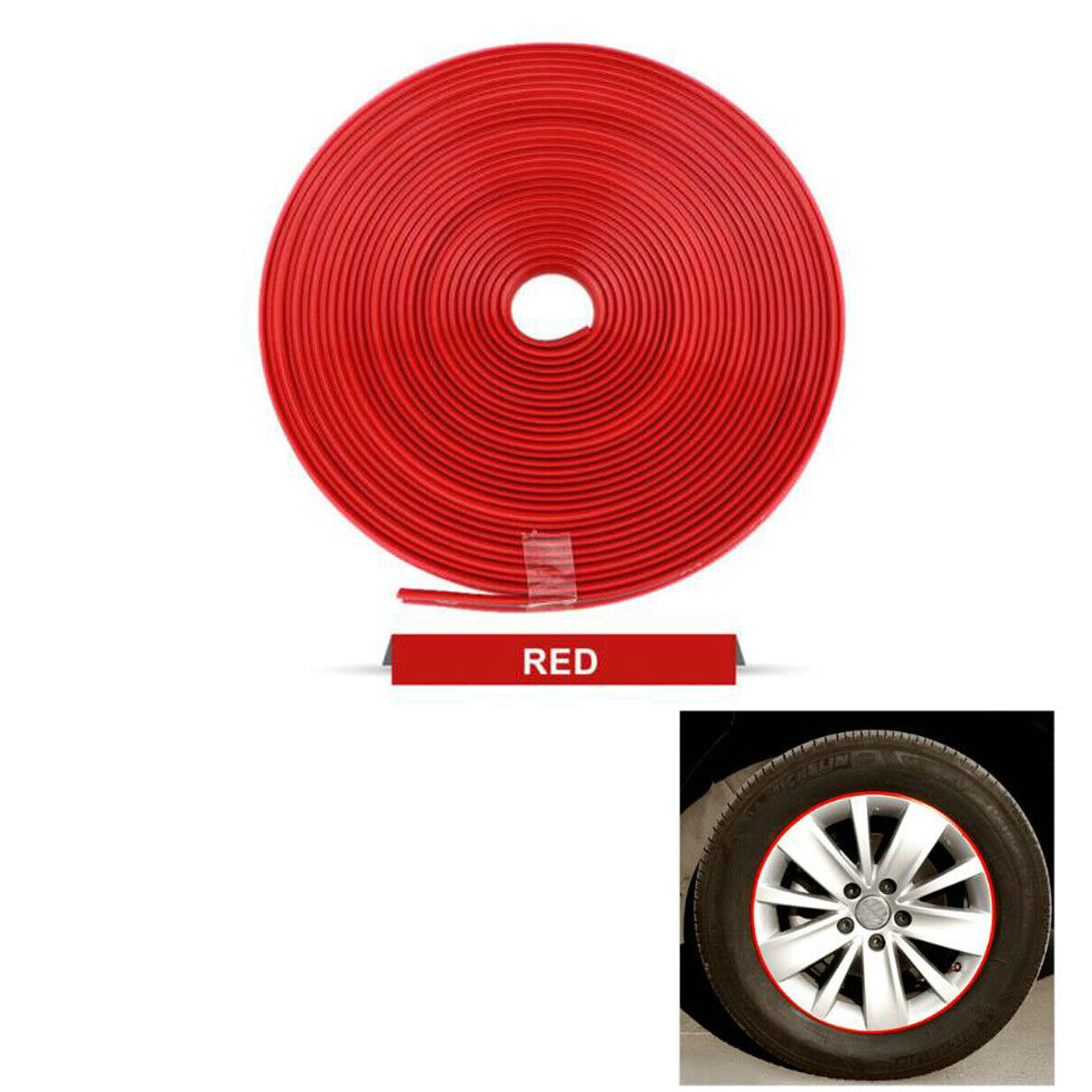 26Ft Car Wheel Hub Rim Edge Protector Rubber Ring Tire Guard Sticker Line Strip