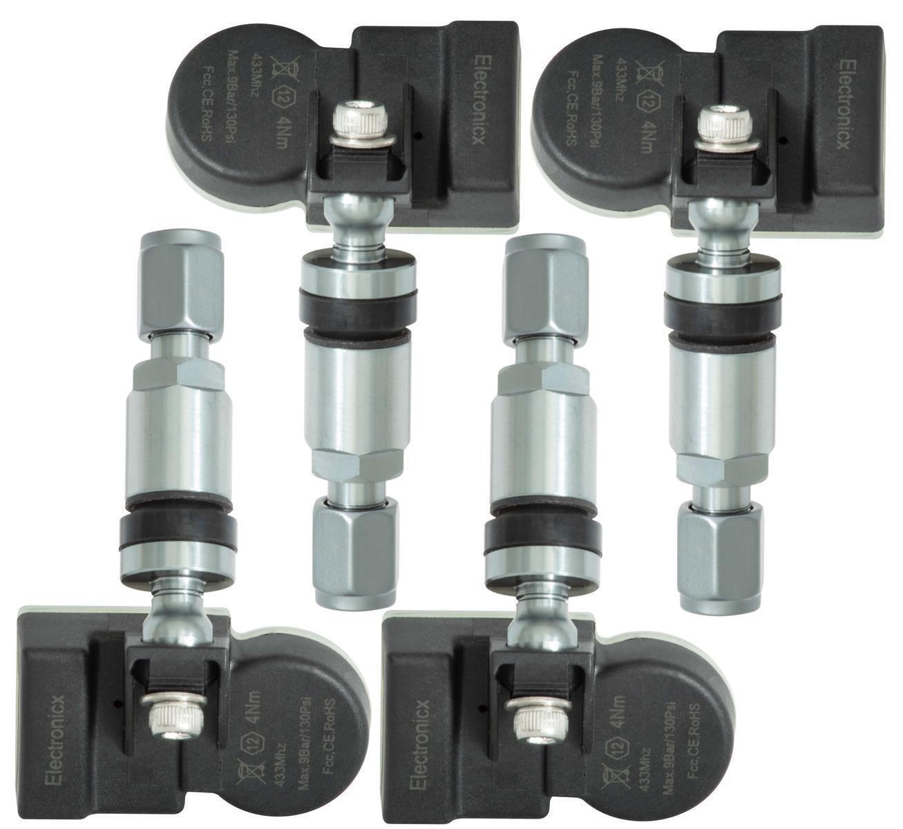 4x TPMS tire pressure sensors metal valve gunmetal for Nissan Primera 40700-AV600