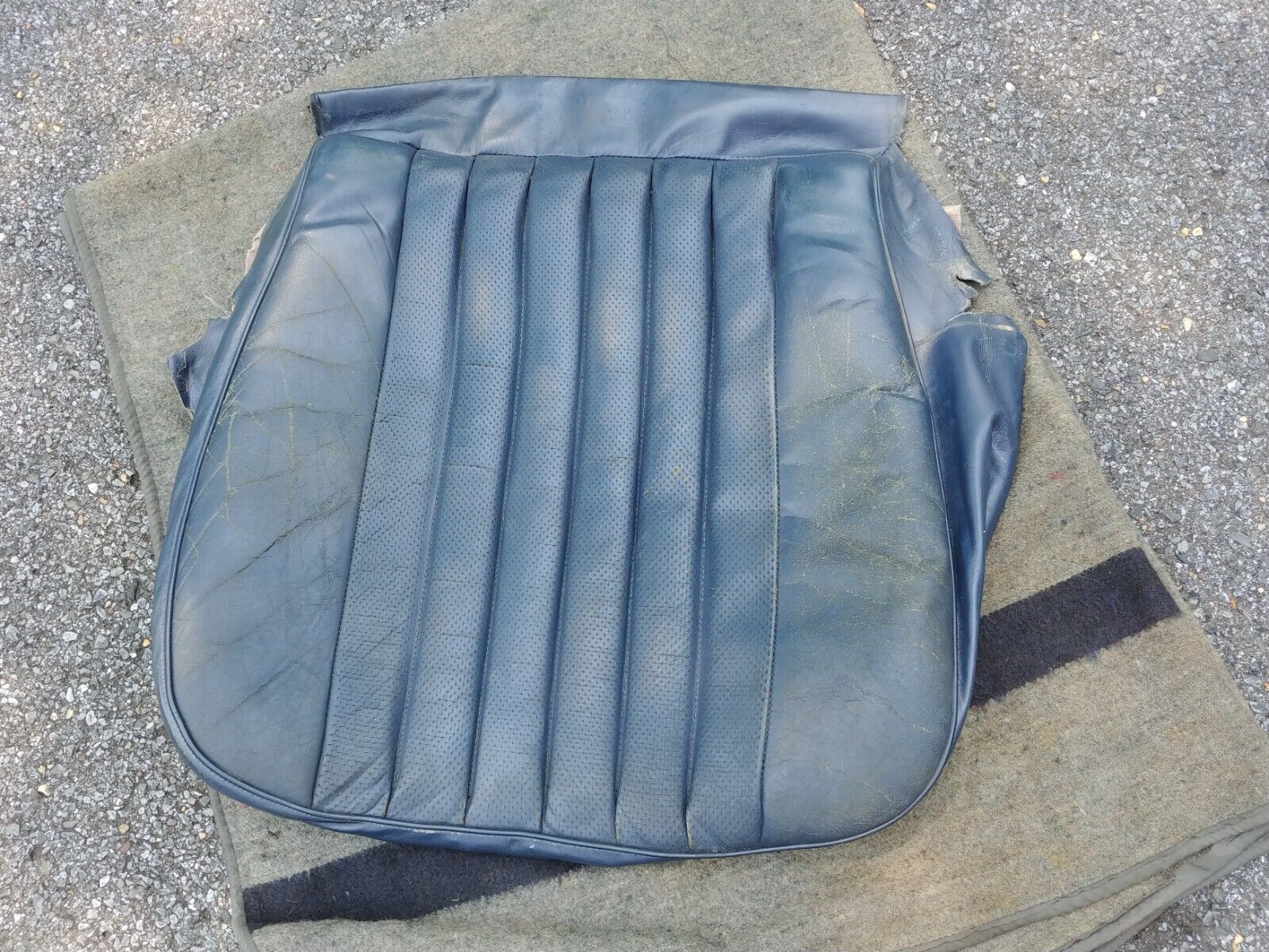 Mercedes OEM W123 Front Seat bottom cover Blue leather 300d 300td 300cd