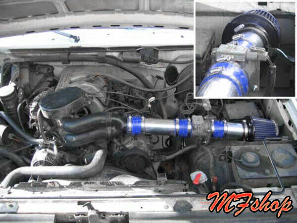 Blue 2PC Air Intake Filter Kit For 1994-1996 Ford F-150 Bronco 5.0L 5.8L V8