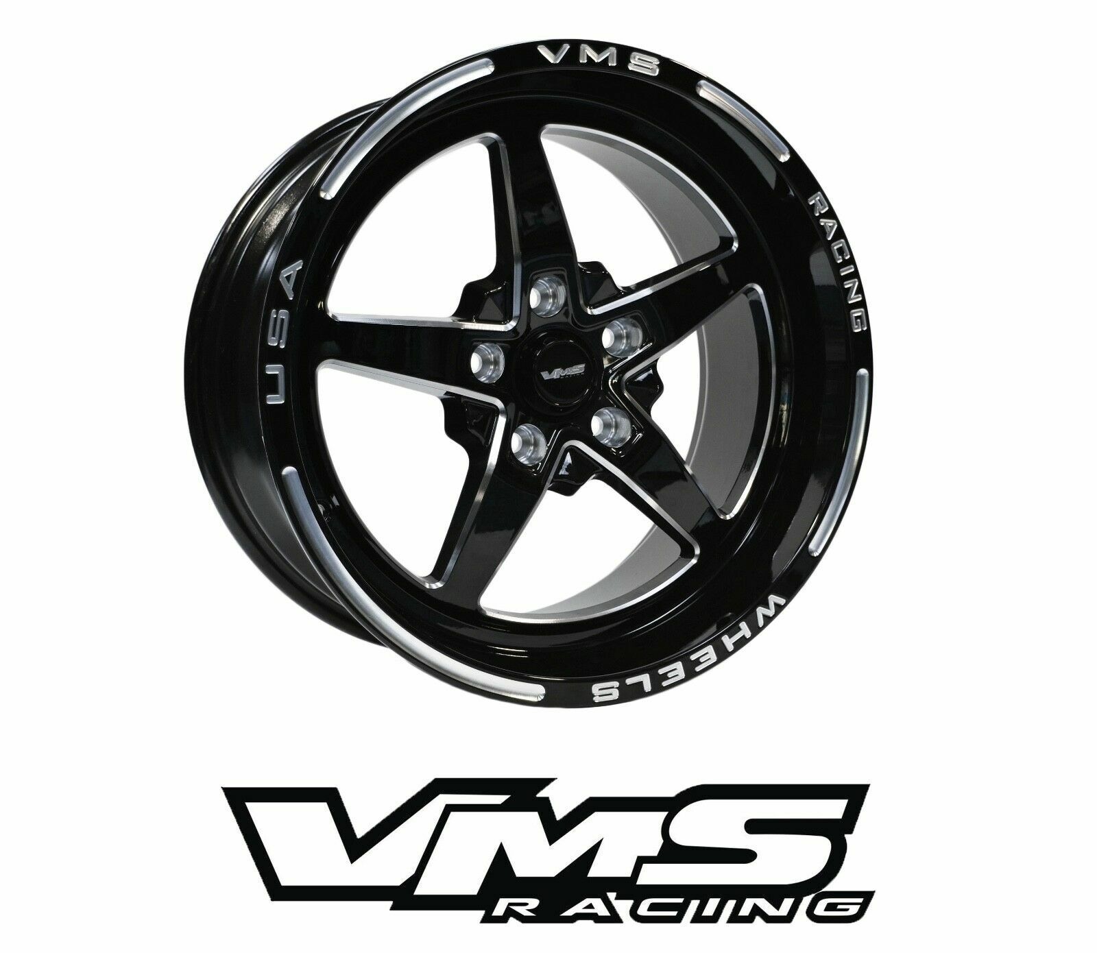 VMS Racing Drag Wheel 5 Spoke V-Star 17x9 | 5X114.3 |+35 ET | 5x4.5\