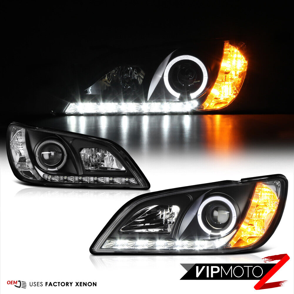 [LED HALO+STRIP] Black Projector Headlights Pair For 01-05 Lexus IS200 IS300 2JZ