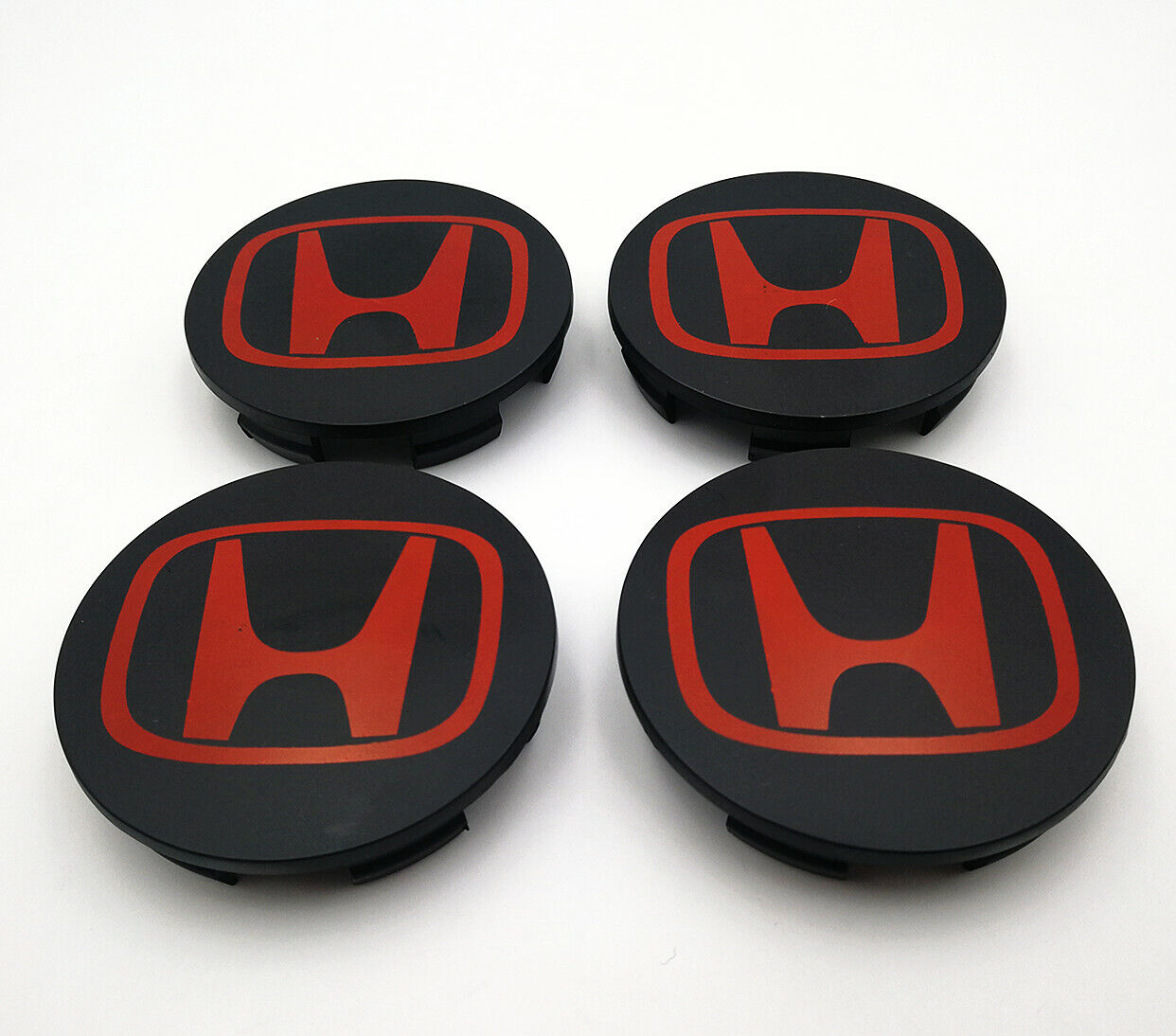 Set of 4 Wheel Rim Center Caps Black/Red Logo 69MM/2.75' For Honda Civic CRV