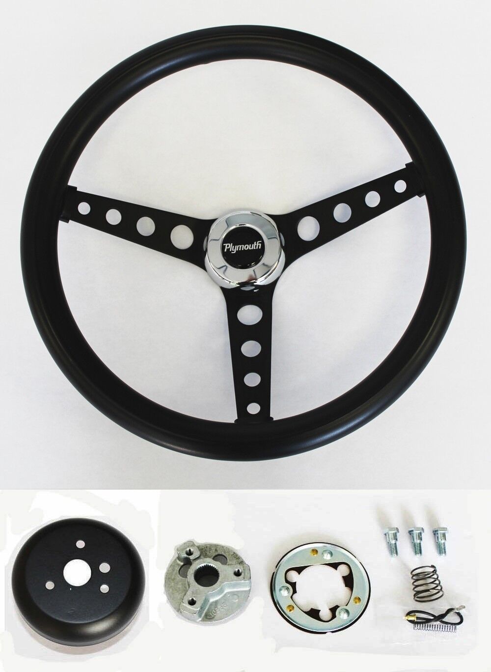 1968 1969 Road Runner Barracuda Cuda Fury Black on Black Steering Wheel 14 1/2