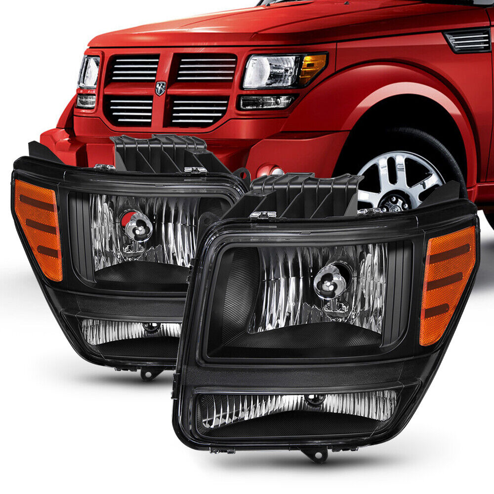 For 07-11 Dodge Nitro [Factory Style] Black Housing Headlight Replacement Lamp