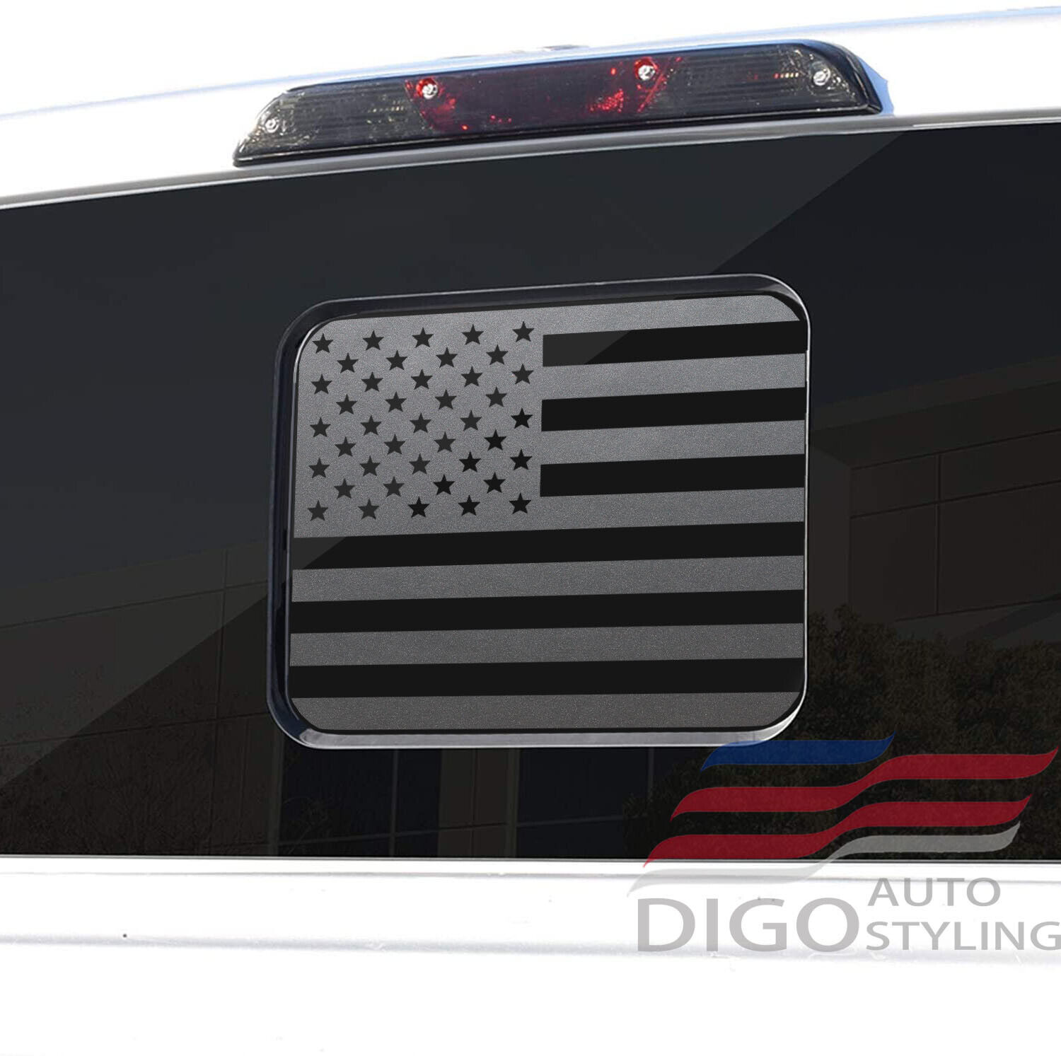 2015-2021 Ford F150 F250 F350 Back Middle Window American Flag Decal Sticker BLK