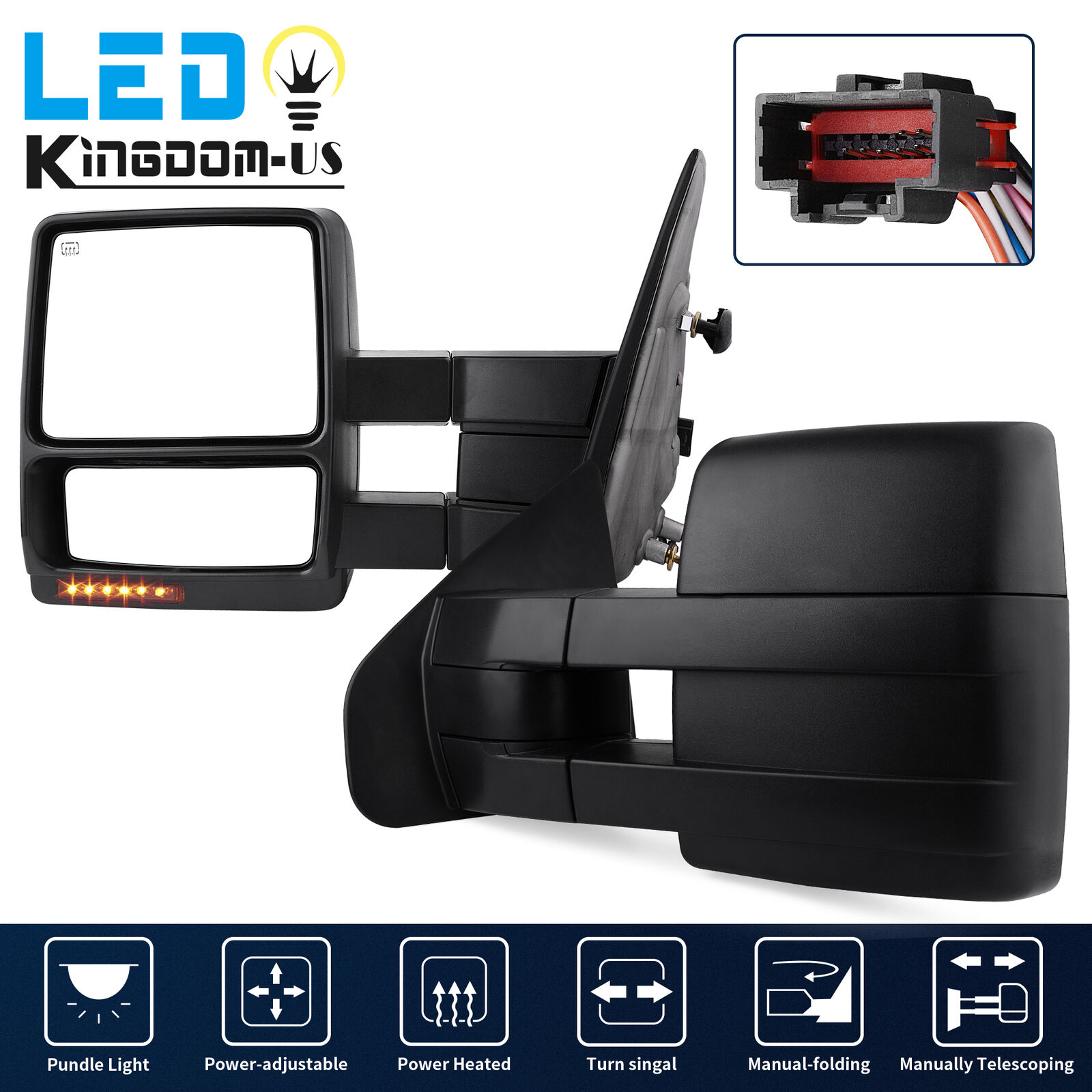 Power Heated Tow Mirrors for 2004-2006 Ford F-150 LED Turn Signal Puddle Lights