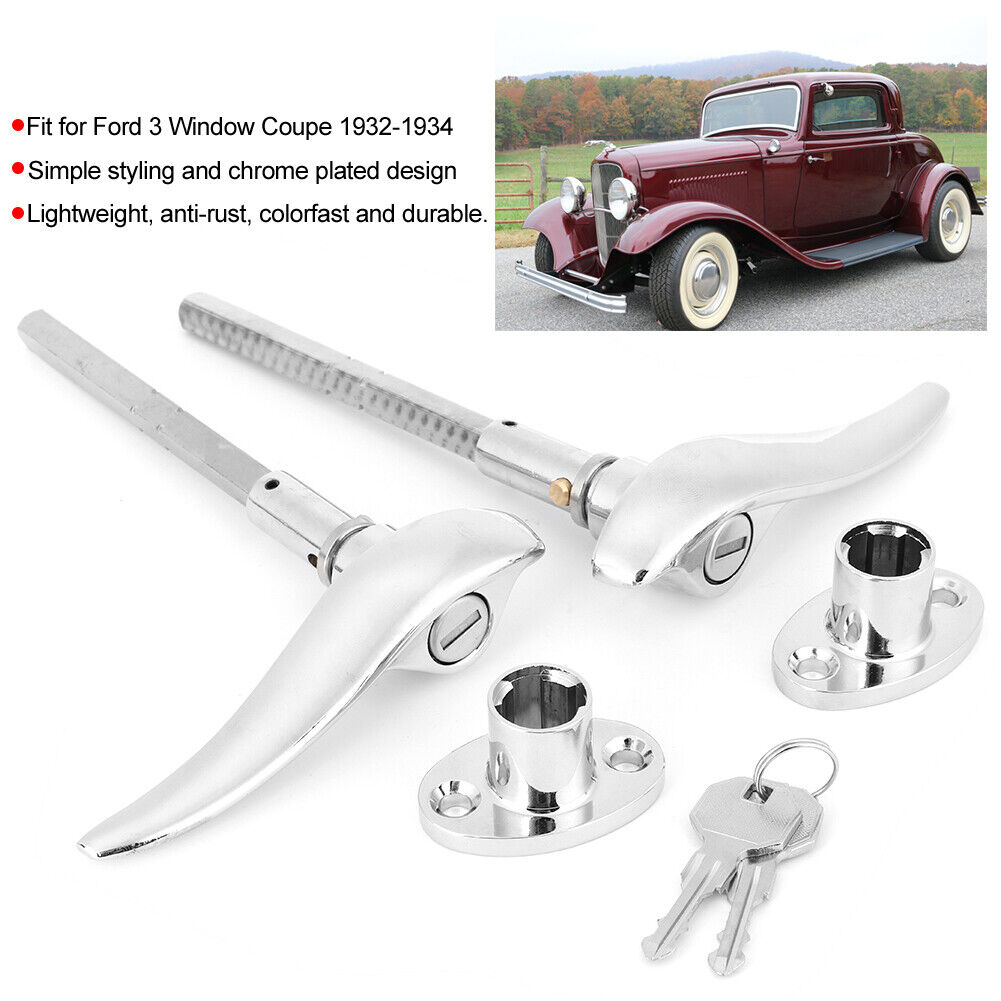 ・Stainless Steel Car Outside Locking Door Handles For 3 Window Coupe 1932-1934