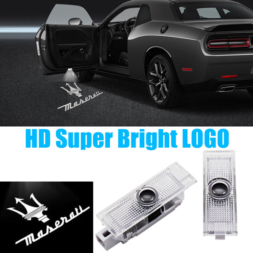 2x No fading LED Car Door Shadow Projector light For Maserati GranTurismo 12-19