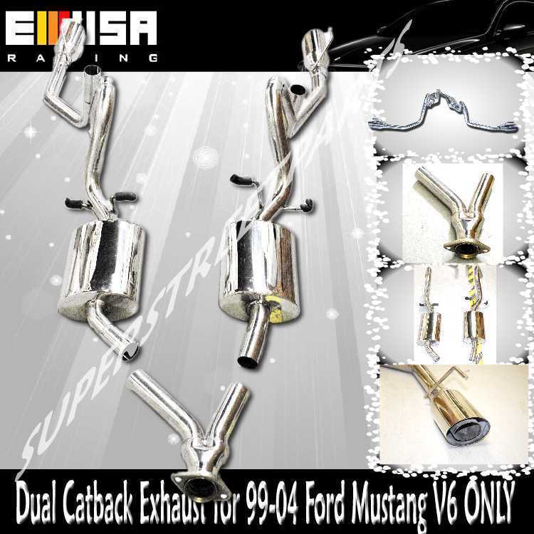 EMUSA Catback Exhaust System w/ Dual Tips for 99-04 Ford Mustang 3.8L V6