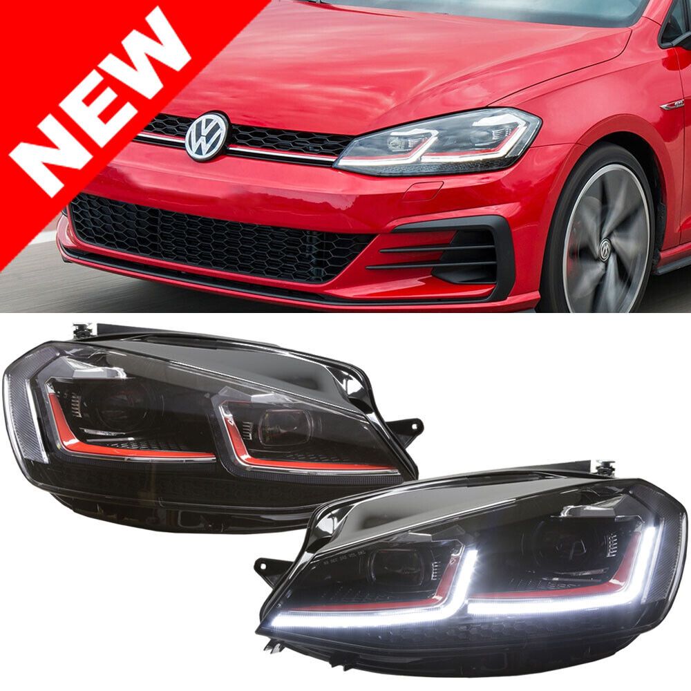 2018+ MK7.5 Volkswagen Golf/GTI Facelift Euro Projector Headlights w/ LED - RED