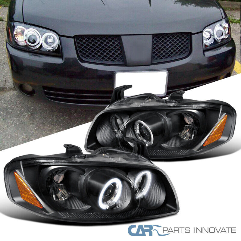 For Nissan 04-06 Sentra Black LED Halo Projector Headlights Head Lights Lamps