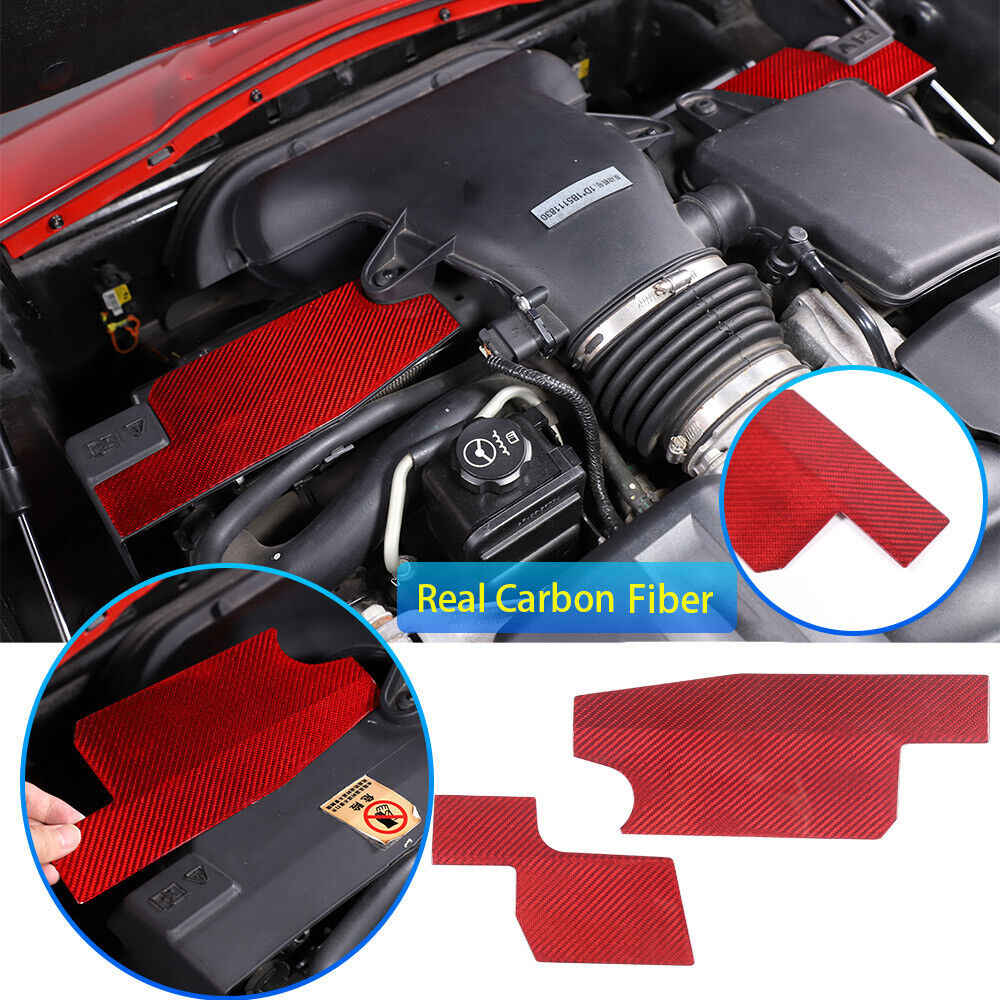 Red Real Carbon fiber AIR FILTER COVER engine cold air For Corvette C6 05-13