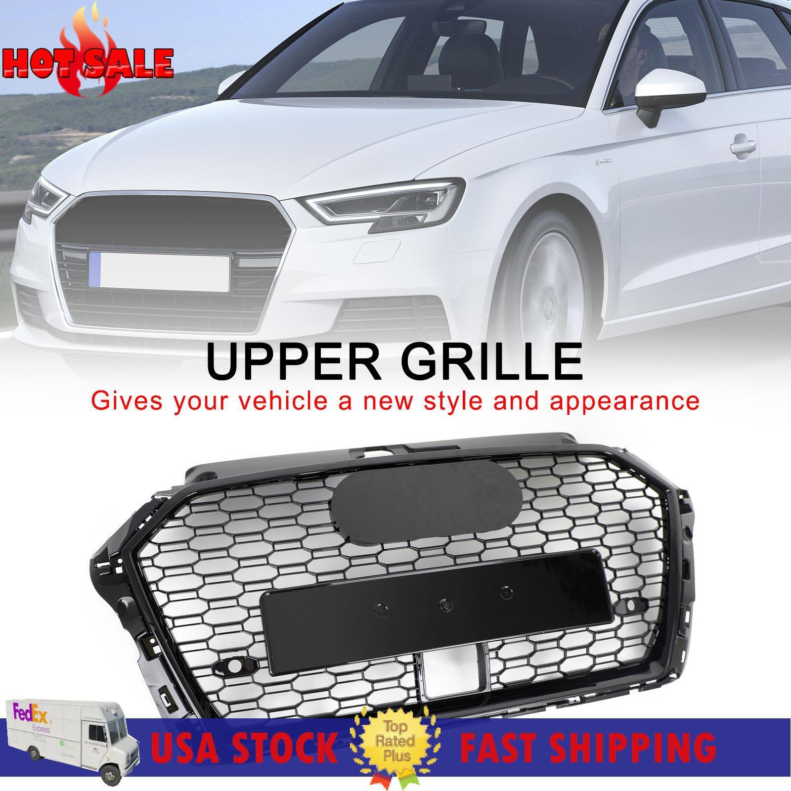 🔥RS3 Style Honeycomb Front Grille Fit Audi A3 S3 2017-2019 With ACC Gloss Black