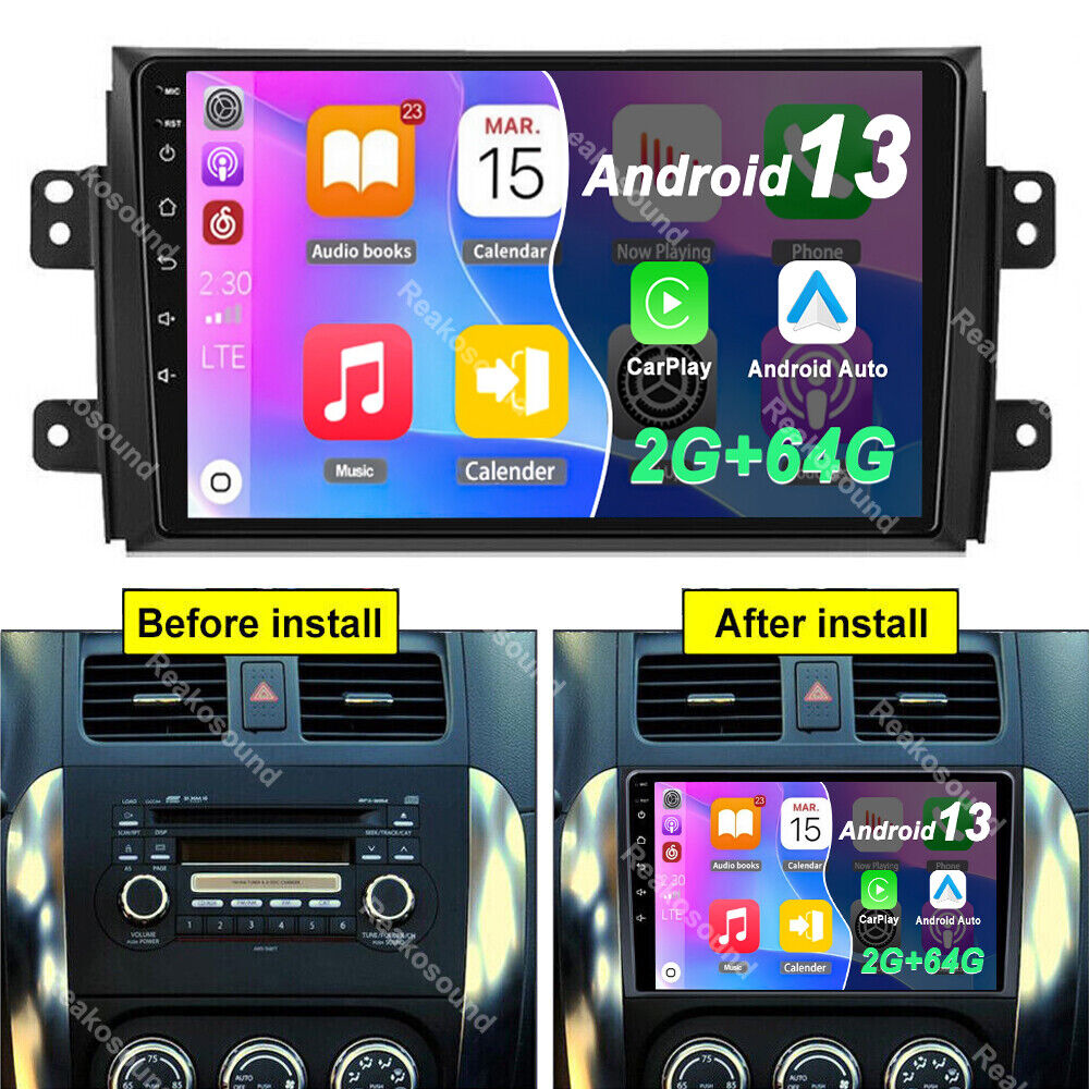 64GB Android 13 Car GPS Navi Radio Wifi Stereo CarPlay For Suzuki SX4 2006-2012