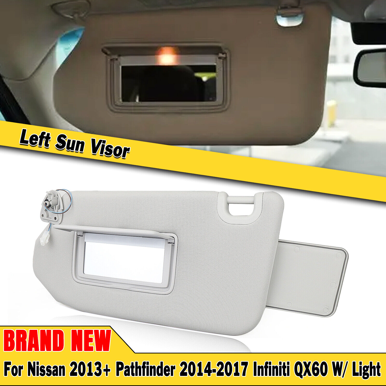 Driver Sun Visor For 2013-2017 18 Pathfinder 2014-17 Infiniti QX60 W/ Sunroof