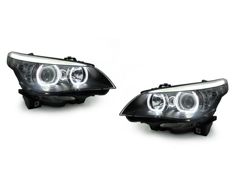 DEPO 04-10 BMW E60/E61 5 Series V3 LED U Ring Square Bottom Angel Halo Headlight