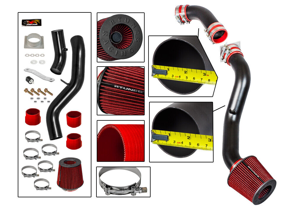 Cold Air Intake Kit MATT BLACK + RED Filter For 03-06 350Z 3.5 V6 Z33 Fairlady