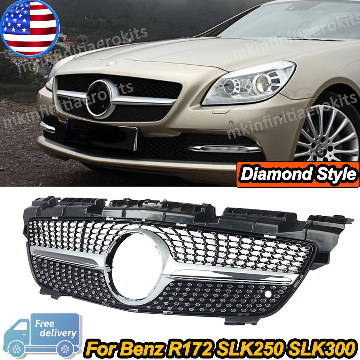 For Mercedes Benz R172 SLK-CLASS SLK250 SLK300 SLK350 Front Bumper Lower Grille