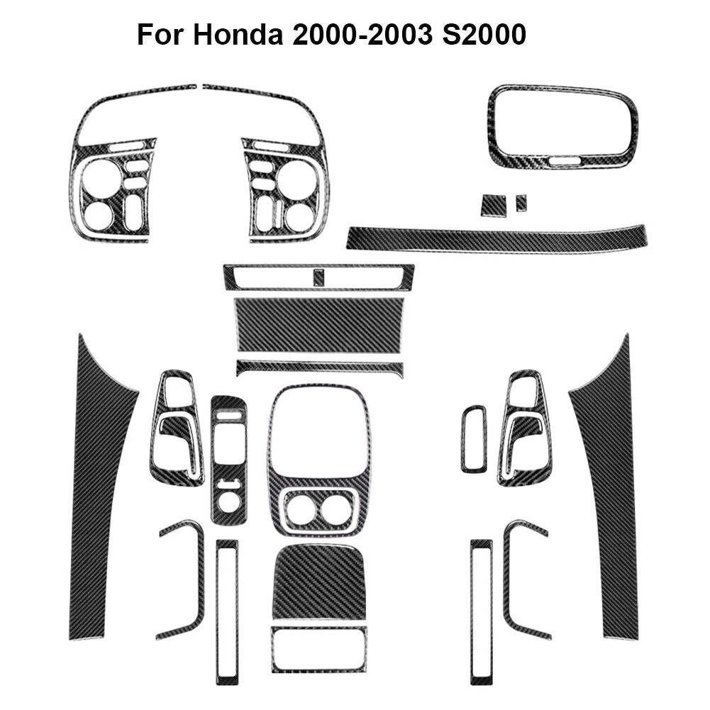 26Pcs For 2000-03 Honda S2000 Carbon Fiber Interior Full Kit Cover Trim Sticker