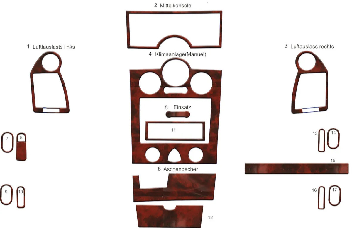 Wood look Dash Kits Trim Kit for 2003-2009 Renault Megane 2 Auto Interior Panel