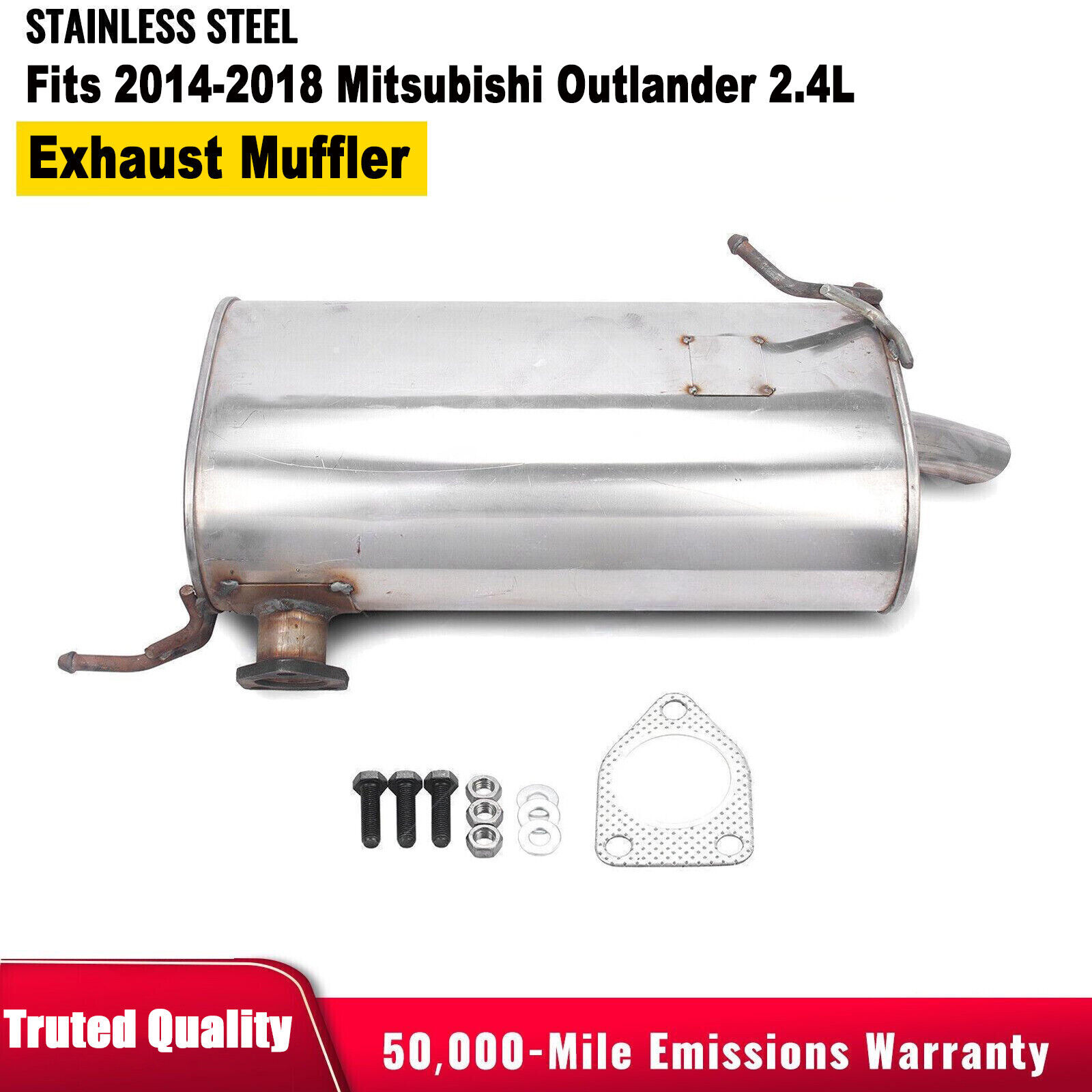FITS 2014-2018 MITSUBISHI OUTLANDER 2.4L REAR MUFFLER ASSEMBLY STAINLESS STEEL