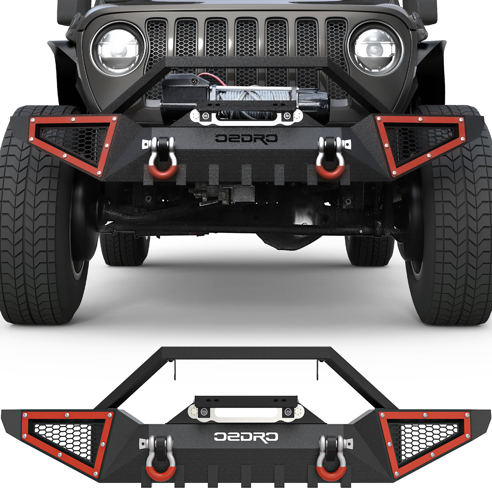 OEDRO Front / Rear Bumper for 2018-2024 Jeep Wrangler JL Unlimited w/Winch Plate
