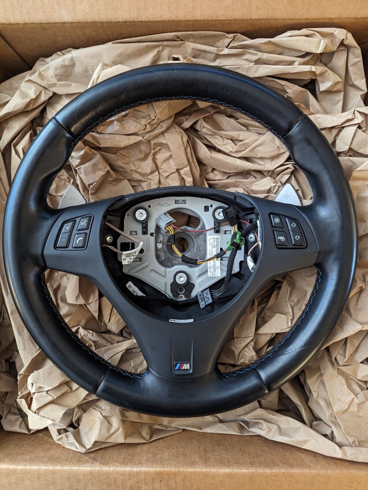 BMW E90 M3 OEM steering wheel w/OEM DCT paddles - Unused open box near-mint